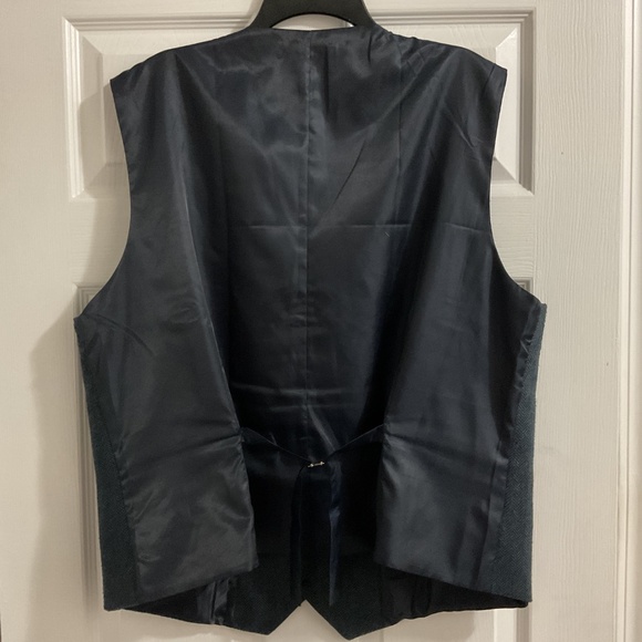 Wool-blend Blue Herringbone Vest, XL, Eclectic Grandpa - Picture 4 of 4